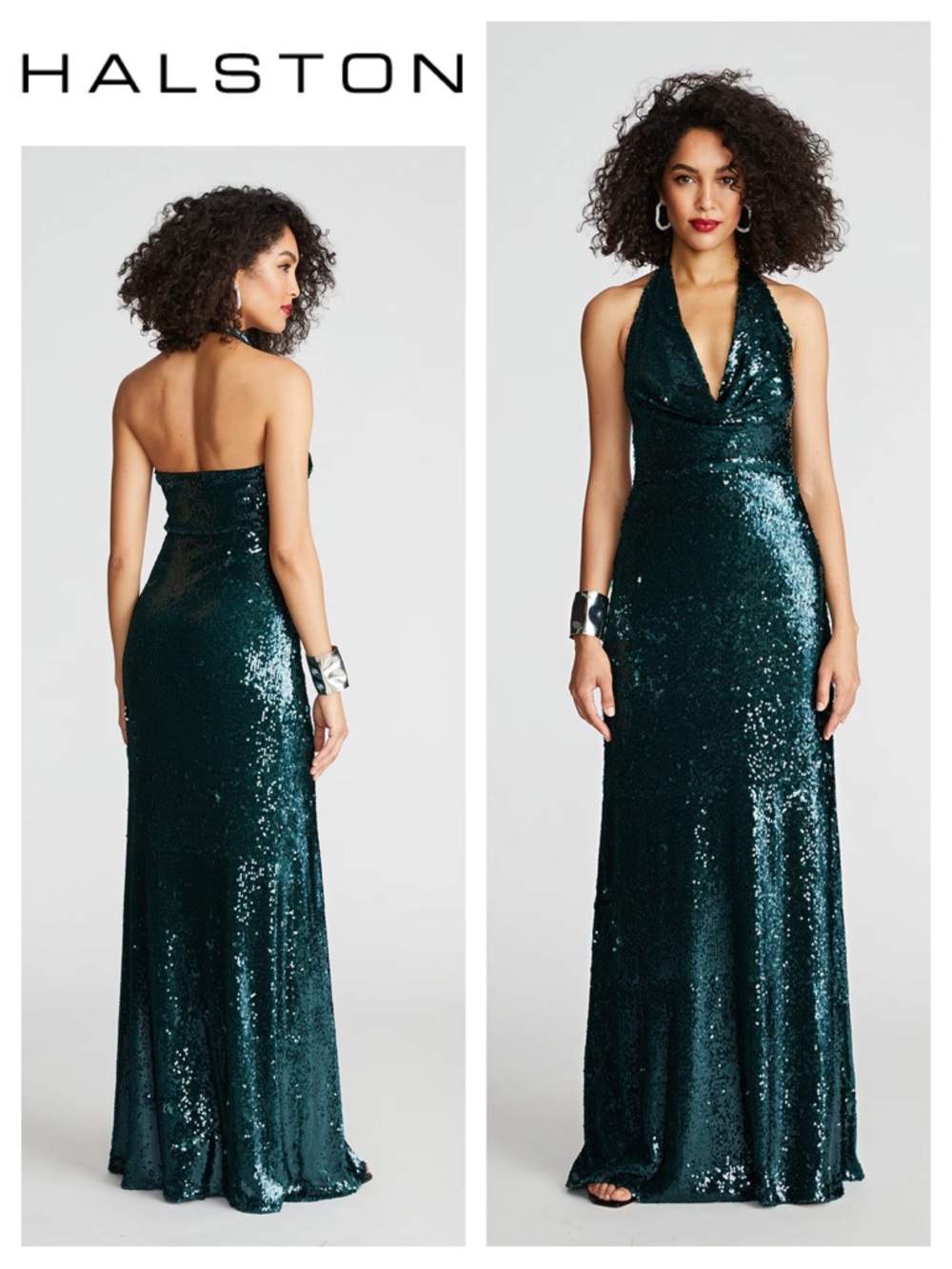 HALSTON Tova Gown In Tinted Sequin